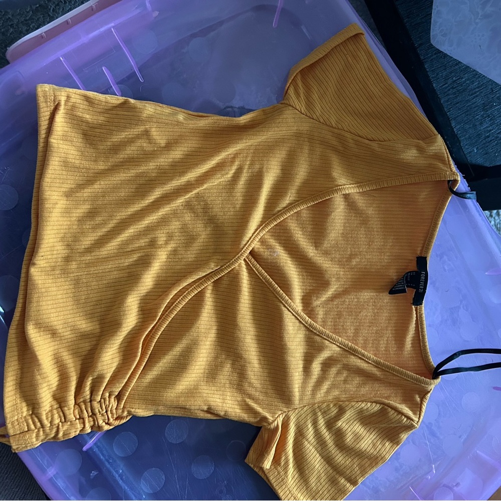 Yellow Wrap Top by Forever 21